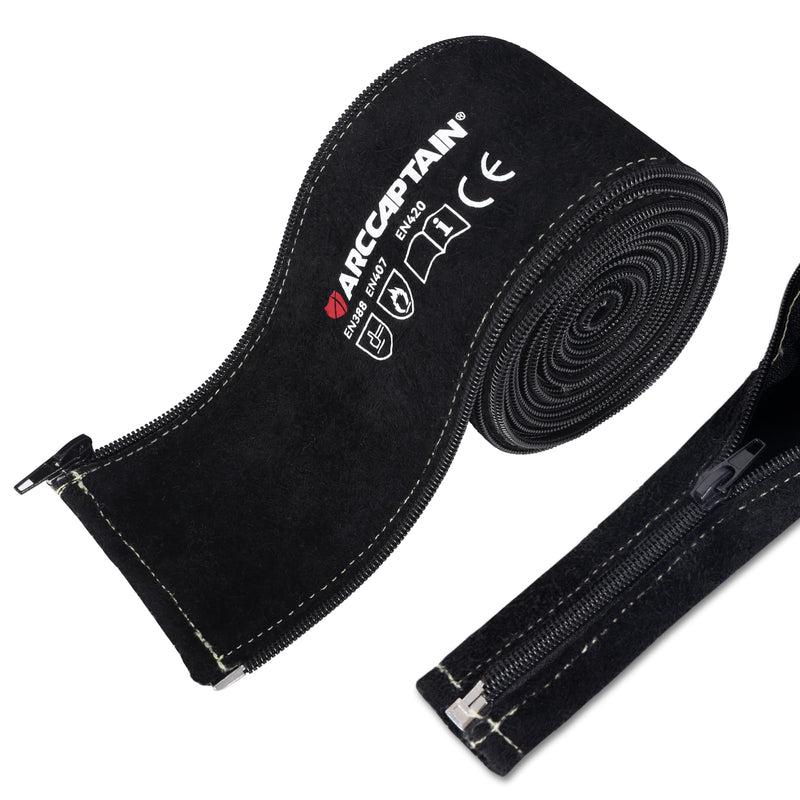 ARCCAPTAIN TIG Welding Torch Cable Cover, MIG Plasma Tig Torch Cover Resistant Leather with Zipper 7.6M (25FT) Length 25 FT(7.6M)