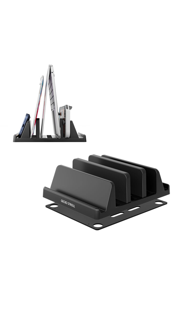 Vertical Laptop Stand Holder Plastic Adjustable Desktop Notebook Dock Space-Saving 5 in 1 for All MacBook Pro Air, Mac, HP, Dell, Microsoft Surface, Lenovo (Black Aggravation)