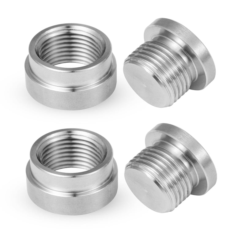 O2 Oxygen Sensor Bung and Plug 304 Stainless Steel M18-1.5,Oxygen Sensor Bung Stepped Style with Plug, Suppied by Hohnnyreet (2, Silver, M18 X 1.5) 2