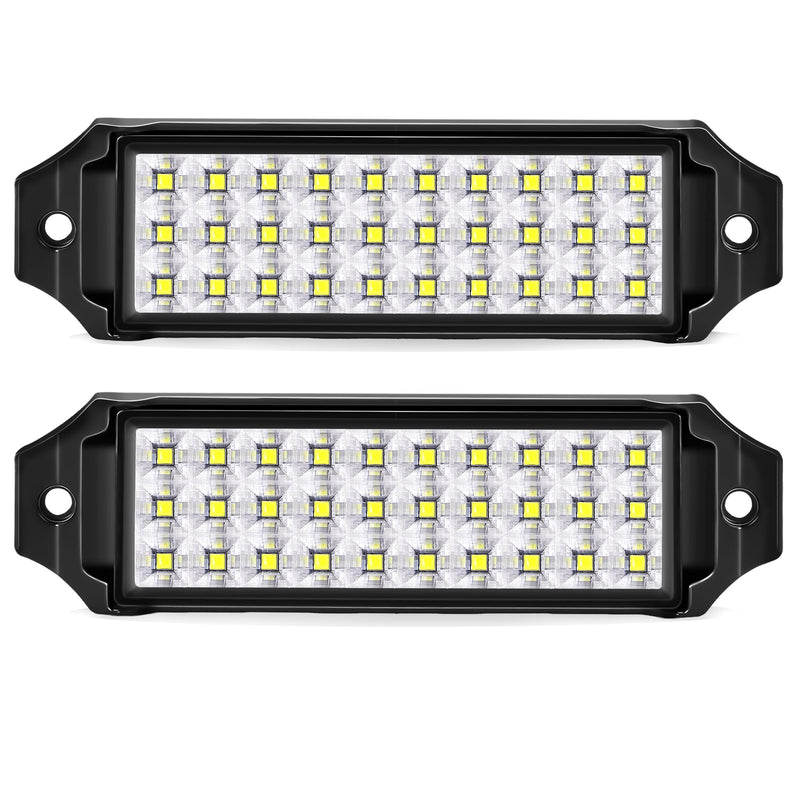 Flush Mount LED Pod Lights, 2PCS 40W Bumper Backup Reverse Spot Off-Road Driving Fog Work 6 Inch LED Light Bar for Truck ATV UTV Boat (White) White
