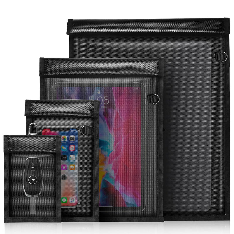 4 Pack Faraday Bags for Phones,Waterproof & Fireproof Document Bag EMP RFID Blocking Pouch for Car Keys Anti Theft Large