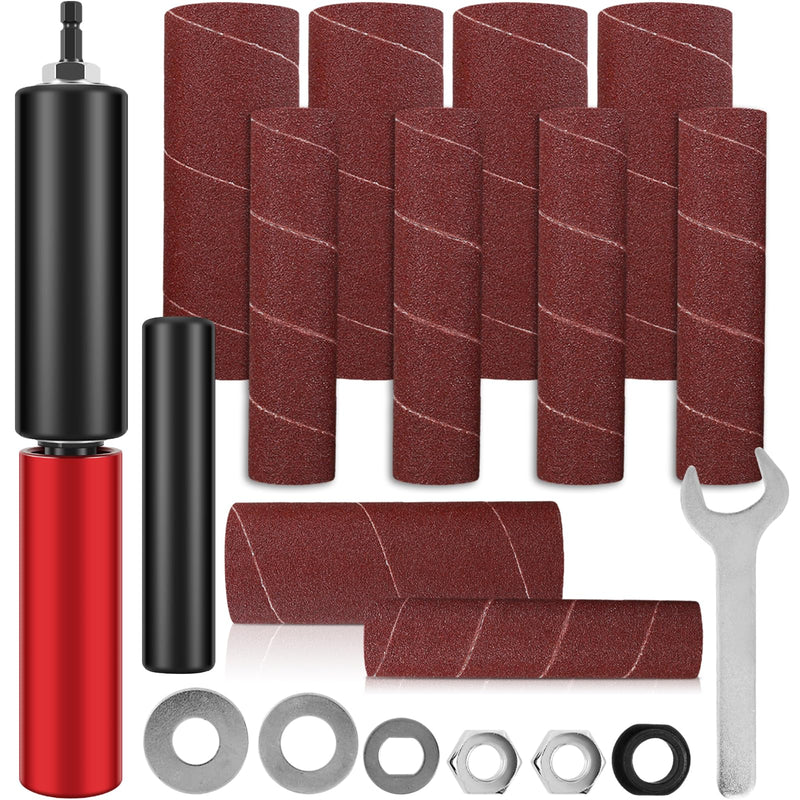 Drum Sander Set Portable Rubber Sanding Drum Hand-Held Spindle Sanding Drum with 120 Grit Sandpaper Drum Sanding Sleeves Power Drill Driven Drum Sander for Wood Metal Plastic re'd