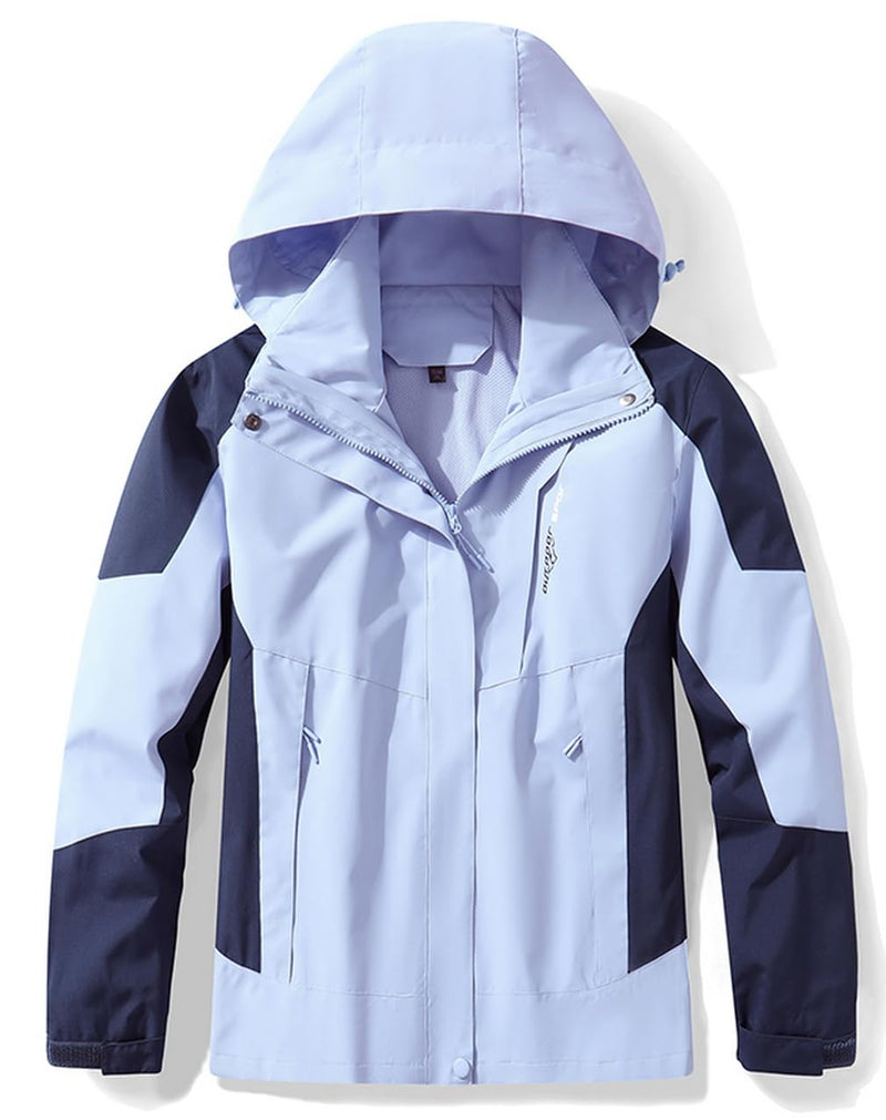 Men's Rain Jacket Hooded Waterproof Raincoat Lightweight Windbreaker Medium Blue