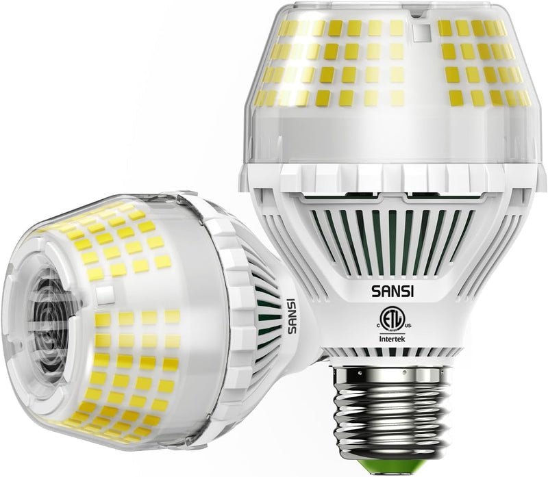 SANSI 300W Equivalent 5000 Lumens LED Light Bulb, 5000K Daylight Super Bright Light Bulbs, E26 A19 Brightest LED Bulbs Non-Dimmable, 22-Year Lifetime, 35W Energy Saving for Home Workshop, 2-Pack 5000 Lumen 2-Pack