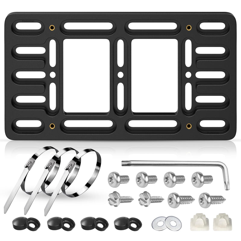 Front License Plate Bracket Holder, 2 Drill License Plate Mount, Universal Bumper Car Tag Frame Mounting kit