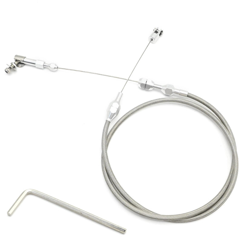 36 inch Automotive Universal Braided Throttle Cable Kit, Stainless Steel Gas Cable, Swap Braided Throttle Cable Kit