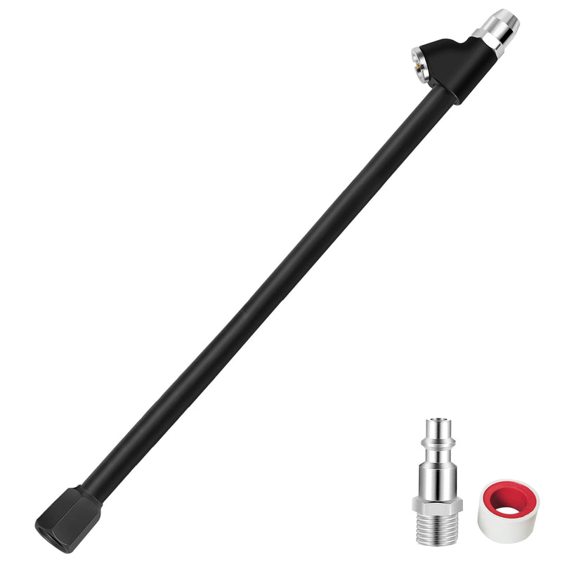 GODESON Air Chuck,12" Extended Reach Air Chucks for Tires，Heavy Duty Dual Head Air Chuck for Semi Tire Inflation,1/4" FNPT Straight Air Chuck for Truck RV Semi Dually Tires Black 12-inch