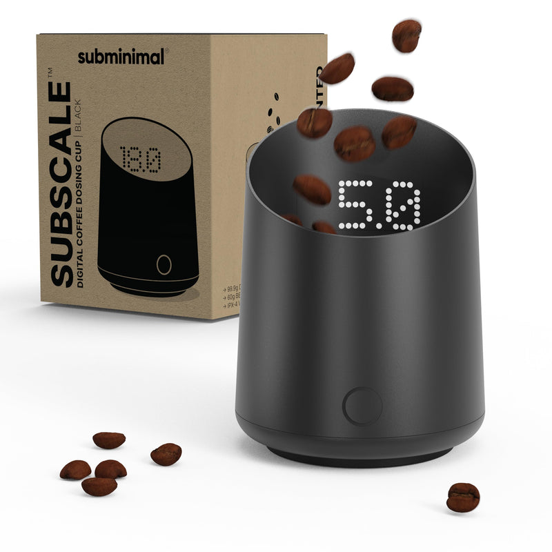 Subminimal Subscale Digital Dosing Cup with LED Display – Sleek & Precise Coffee Bean Weight Scale - Dosing & Brewing Coffee Accessories, Perfectly Measures Coffee Grounds for Coffee Espresso - Black