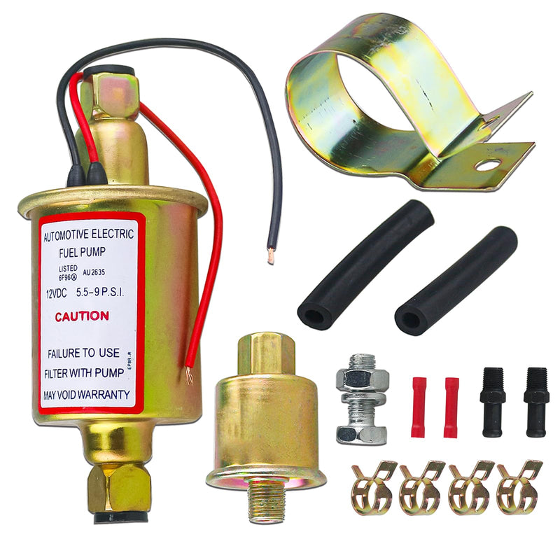 Universal Electric Fuel Pump 5-9 PSI 30GPH 12V DC E8012S Gasoline and Diesel Fuel Pump for Carburetor Engine E8012S, FD0002, P60430, EP12S, 6414671 5-9 PSI 12V
