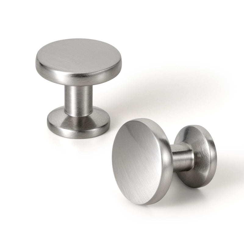 Set of 12 Sleek Satin Nickel Cabinet Knobs with Cylindrical Stem – Modern Kitchen Drawer Handles Minimalist Dresser Hardware