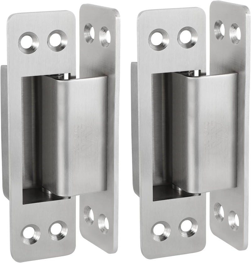 Hidden Door Hinge 4 Inch 2pack 304 Stainless Steel Hidden Door Hinges Heavy Duty Invisible Hinge 3mm Thicknesse Hidden Hinges for Doors 4 x 1 x 0.12inch 4inch