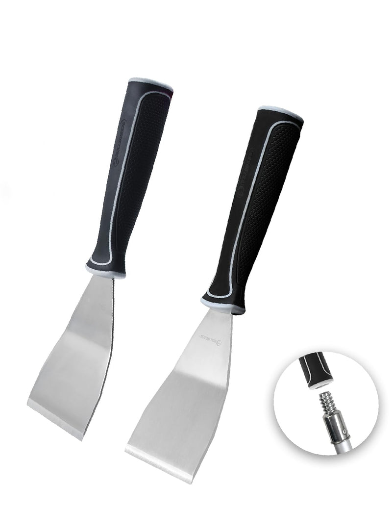 ROLLINGDOG 2PC 3 Inch Pole Scraper - Stainless Steel Bent Blade With Anti-Slip Rubber Handle, Heavy Duty Paint Remover Scraper Tool 2pcs Paint Scrapers