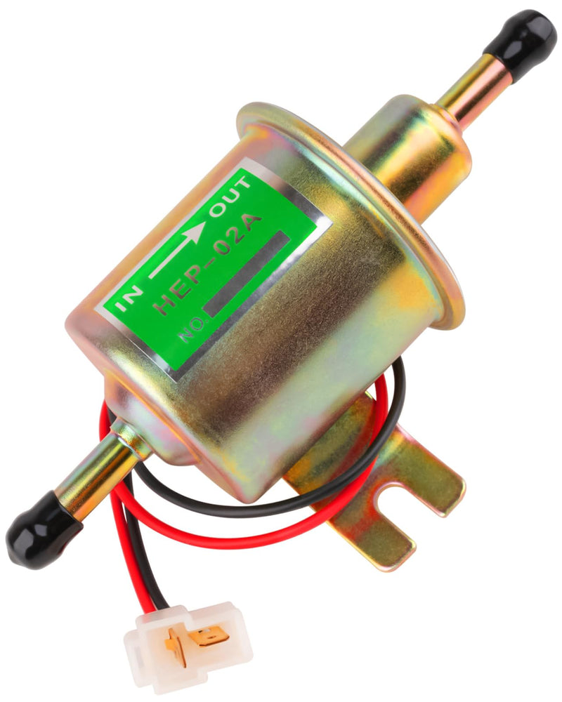 Universal Electric Fuel Pump 12V, Inline Low Pressure Fuel Pump 3-6 PSI for Carburetor Lawn Mowers Small Engine Motorcycles ATVs and More