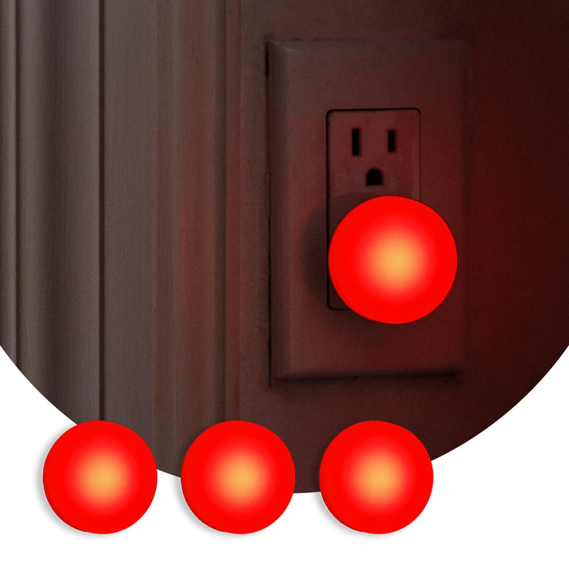Loftie Night Lights Plug into Wall - 0.5W Plug in Night Light - Red Glow, Wall Light Sensing Dusk to Dawn - 2000K, UL Certified - Nightlight for Bathroom, Hallway, Bedroom Decor, Kitchen, 3-Pack
