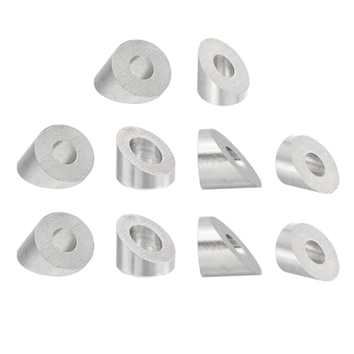 PATIKIL 1/4 Inch Angle Beveled Washer, 10 Pack T316 Stainless Steel Deck Cable Railing Hardware 37 Degree Washer for Wood Metal Aluminum Posts, Silver Tone