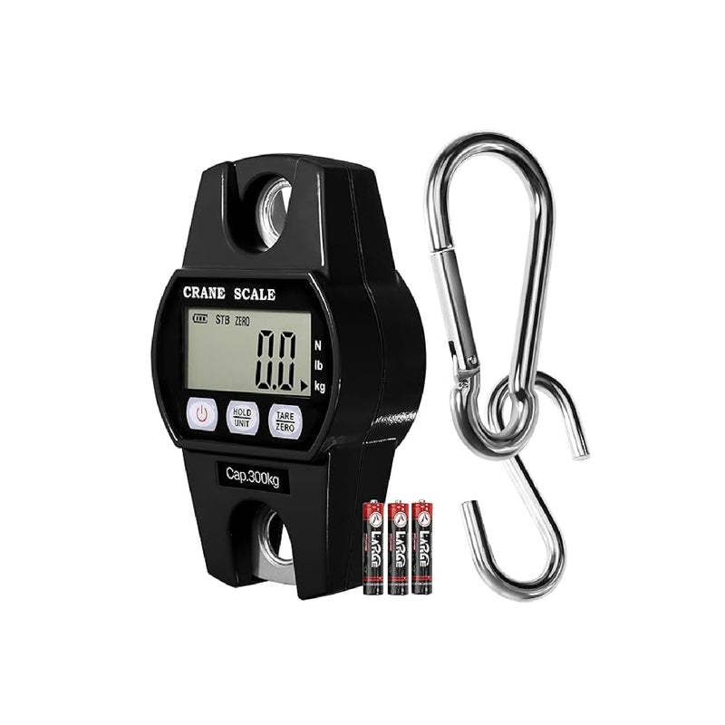 High Precision Hanging Scale,660lb Capacity,Handheld with Hooks, Heavy Duty,Backlit Large LCD Display,Hanging Scale for Deer(Black) Black