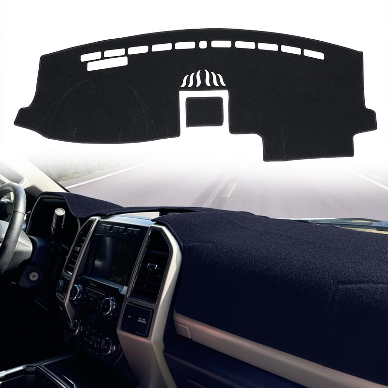 Dashboard Cover Custom Fit for Ford F150 2015-2020 /F250 F350 F450 Superduty 2017-2022 / Expedition 2018-2021 with Light Sensor,Dash Cover Mat Pad Carpet Protector (Black) Black