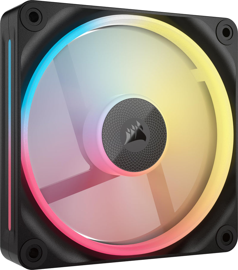 CORSAIR iCUE Link LX120-R RGB 120mm PWM Reverse Fan – Single Fan – Low-Noise, Magnetic Dome Bearing, Dual Light Loops, CORSAIR QuikTurn Screws, Zero RPM Mode – Black 1 x 120mm