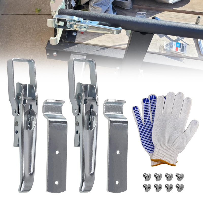 RYANSTAR RACING 2 PCS Utility Trailer Lift Gate Latches with Gloves and Bolts Compatible with RV Camper Caravan Replacement Accessories Trailer Gate Latch Handle Parts