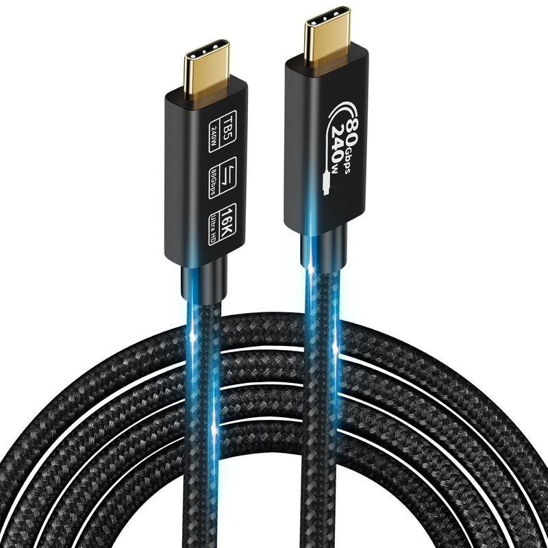 with Thunderbolt 5 Cable,USB4 Cable, 240 W Charging, 80 Gbps Data, gen4,16K@60Hz 4K120Hz HDR, USB C to USB C, for Hub, Dock, M2, M3, SSD, Laptops, Monitor (TB5 80G 240W 0.5M) TB5 80G 240W 0.5M
