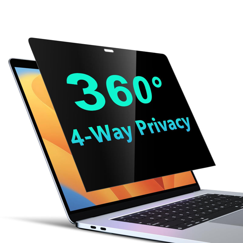 PYS 4-Way Privacy Screen for MacBook Pro 13 Inch (2016-2022, M1, M2) & MacBook Air 13 Inch (2018-2021, M1) - 360° Anti-Spy Filter, Matte Anti-Glare Protector, Scratch-Resistant Film, Laptop Privacy Filter Shield Black