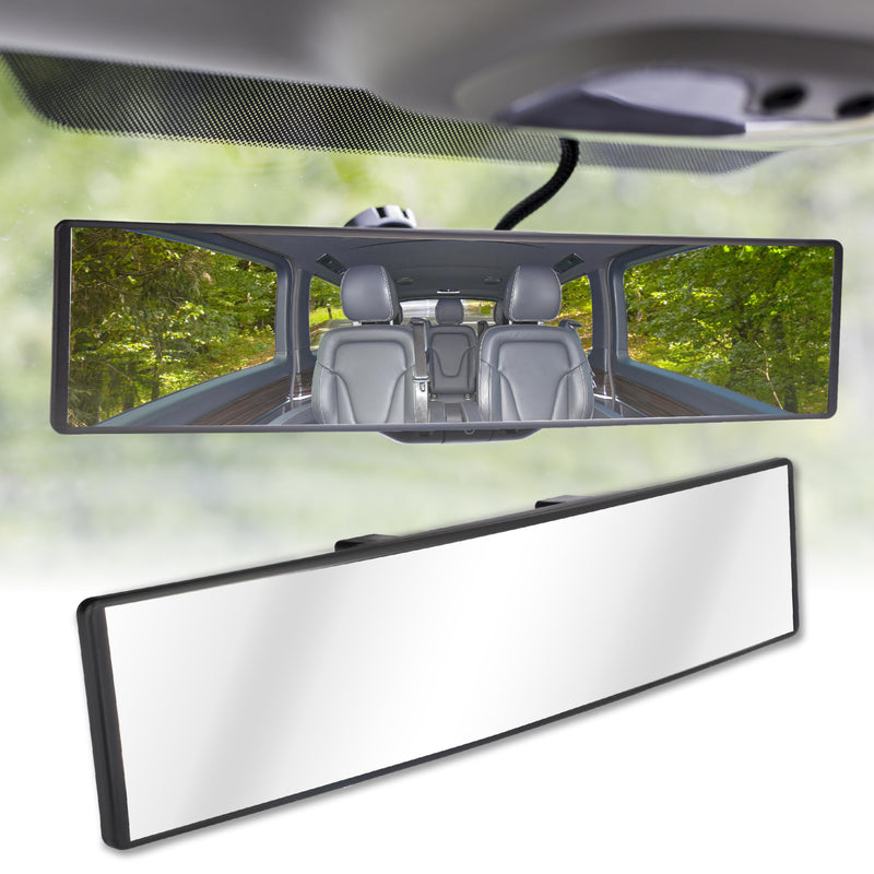 Rear View Mirror, Universal 11.4 Inch Interior Clip On Panoramic Convex Mirrors, HD Anti Glare Wide Angle and Reduce Blind Spot, Extended Rear View Mirror for Cars, SUVs, Trucks, Vehicles White
