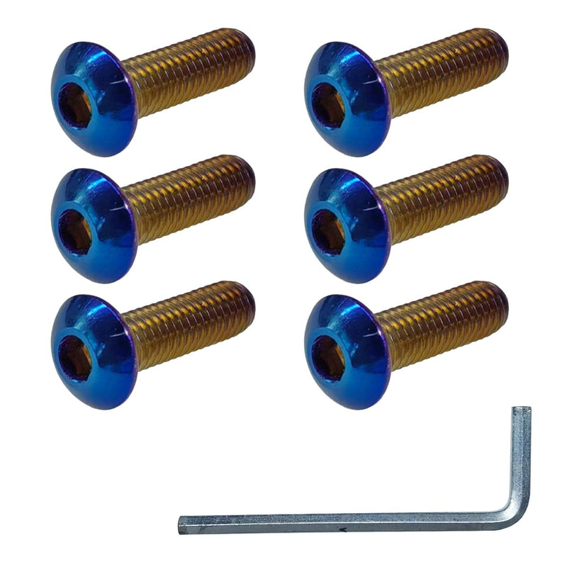 6PCS Steering Wheel Screw Kit, Burnt Titanium Finish Round Head Taper Steering Wheel Bolts, M5×0.8/20mm Stainless Steering Wheel Accessories for Most Cars (Round Head)