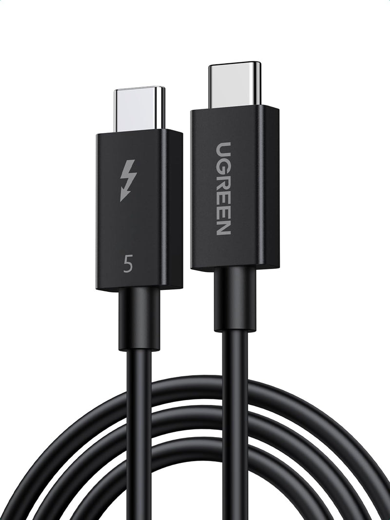 UGREEN Thunderbolt5 [Intel Certified] USB-C to USB-C Cable, USB4 80Gbps bidirectional, 16K@60Hz/3x4K@144Hz Video, PD3.1 240W, Compatible Thunderbolt 4/3, for MacBook Pro/iPad/iPhone/hubs/SSD, 3.3FT