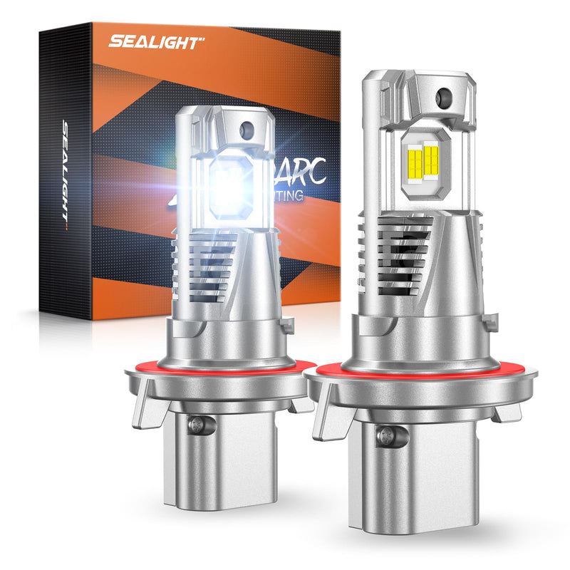 SEALIGHT H13/9008 LED Head Light Bulb, 800% 46000LM Brighter than Halogen, 1:1 Real Size 9008 Light, 6500K Cool White with Fan, Pack of 2