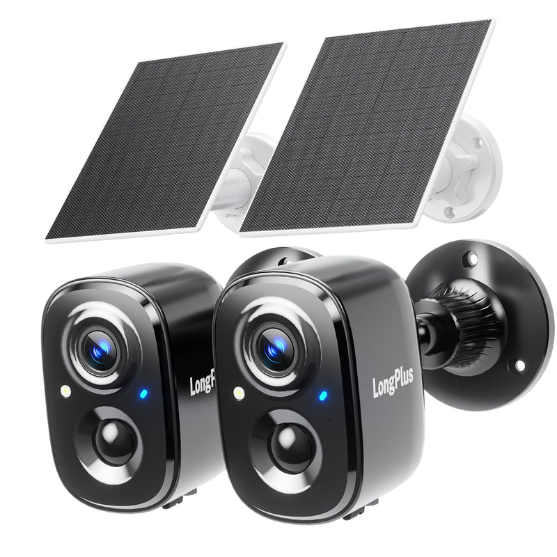 LongPlus Solar Security Cameras Wireless Outdoor, VicoHome Camera Wireless Camera for Home Security, 2 Pack 2K Battery Powered WiFi Cameras with AI Motion Detection, 2-Way Talk, Cloud/SD Storage 2 Pack ( 2K ) White ( Solar )