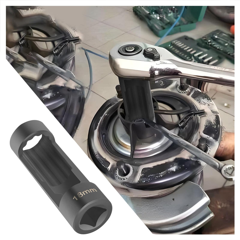 18mm Shock Absorber Socket for Removal of Shock Absorbers Nut,Strut Nut Socket with 12 Point 1/2" Drive Compatible with Cars,SUVs,Trucks,Portability Suspension Tools Strut Sockets