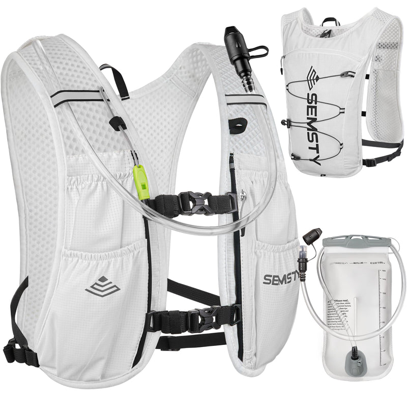 Running Hydration Vest 5L,Running Vest Pack with 1.5L Water Bladder,Lightweight Water Backpack for Hiking Running Cycling White