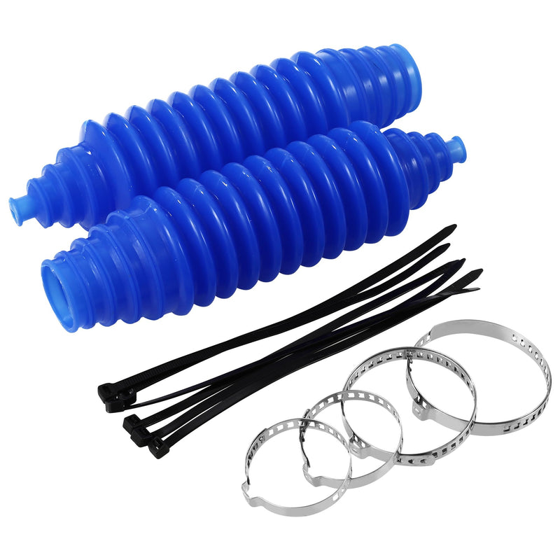 Universal Steering Rack and Pinion Tie Rod Boots, Silicone Bellow Boots with 2 Pieces Gaiter Pinion Boots, 4 Pieces Locking C-Clamps and 6 Pieces Cable Ties, Blue