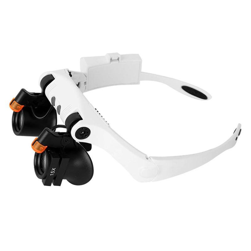 Headband Magnifier with LED Lights, 21 Interchangeable Lenses for Watch Repair, Jewelry Work, 6X 7X 10X Magnification