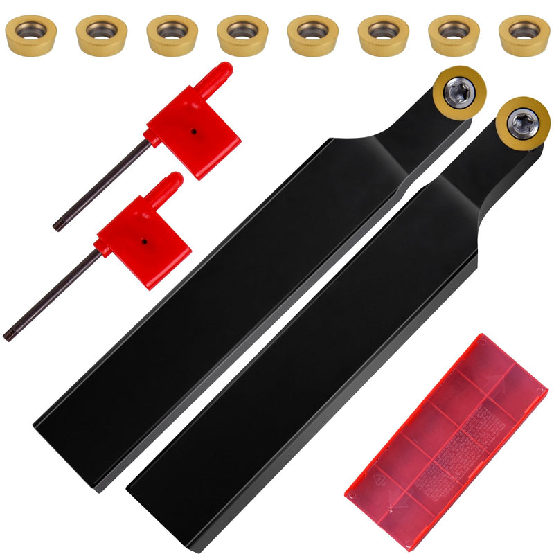 UpJiaFlarish Carbide Lathe Tool with Blade Holder - 5/8 inch SRAPR1616H10 & SRAPL1616H10 + 10pcs Carbide Inserts RPMT10T3 for Metal Lathe Cutting Tool circular 10