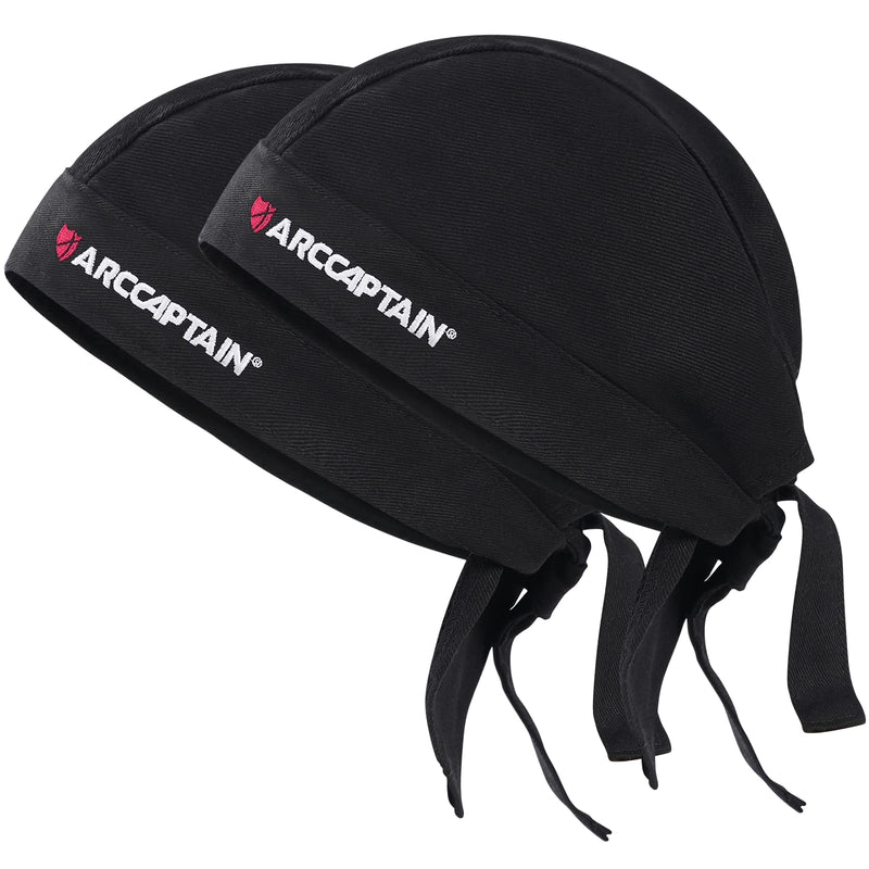 ARCCAPTAIN 2 Pcs Welding Cap, Protective Welders Cap, Welding Hat for Men and Women, Fireproof Cotton and Durable for Safety, L Size Large Black