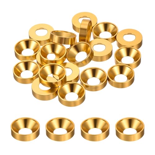 MECCANIXITY M8 Cone Cup Countersunk Washers,Anodized Aluminum Gaskets Cup Head Washer Gasket for Screw RC/FPV/PC/Drone/Mechanical Accessories Model Parts, Pack of 35 (Gold) Gold