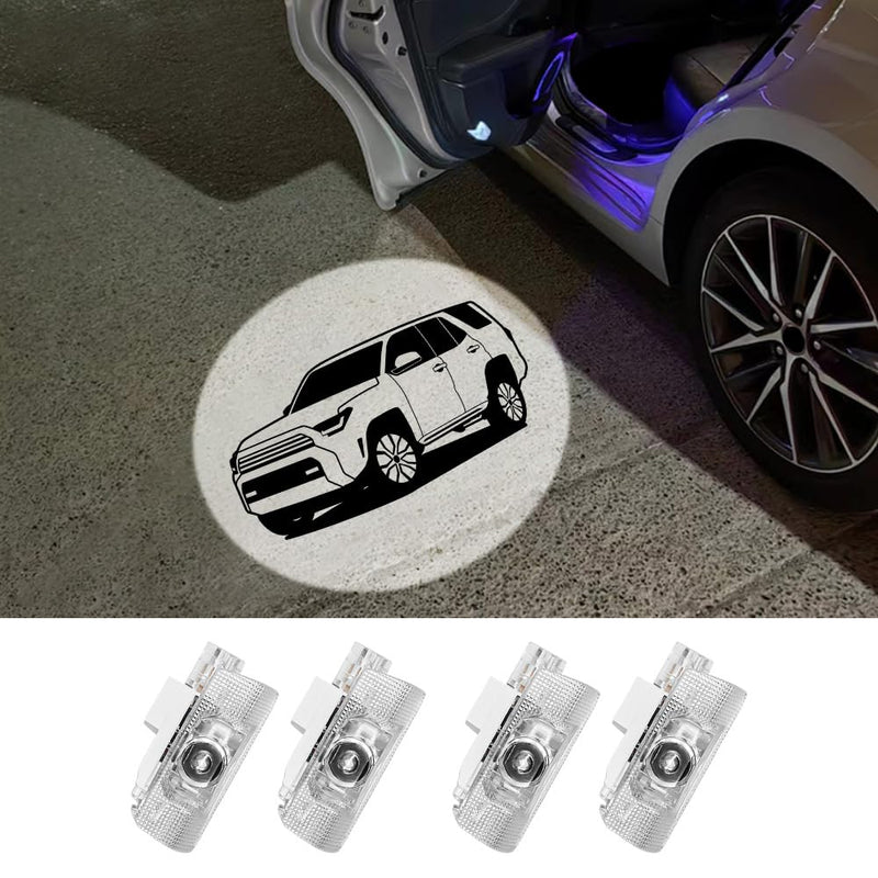4 Pack LED Car Door Projector Courtesy Lights Ghost Shadow Welcome Lamp Accessories Compatible with Toyota 4Runner 2010-2022 2023 2024 2025 accessories 4run-ner