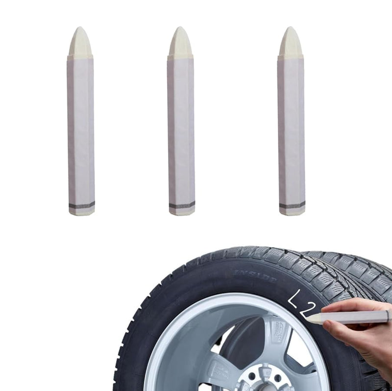3 Pcs Car Paint Marker, Car Tire Crayon Marker, Anti-Scratch Tire Marker Pens for Wood Portable Paint Pen, Tire Chalk Stick, and Metal, and Daubers Painting（White）