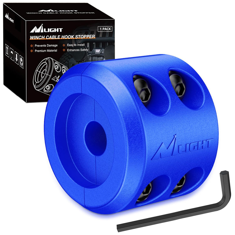 Nilight Winch Stopper for ATV UTV Truck SUV Winch Cable Hook Rubber Stopper Protect Towing Hook Synthetic Rope Winch Accessories Rope Line Saver with Stainless Steel Screws and Nuts Allen Wrenc, Blue 1 PCS