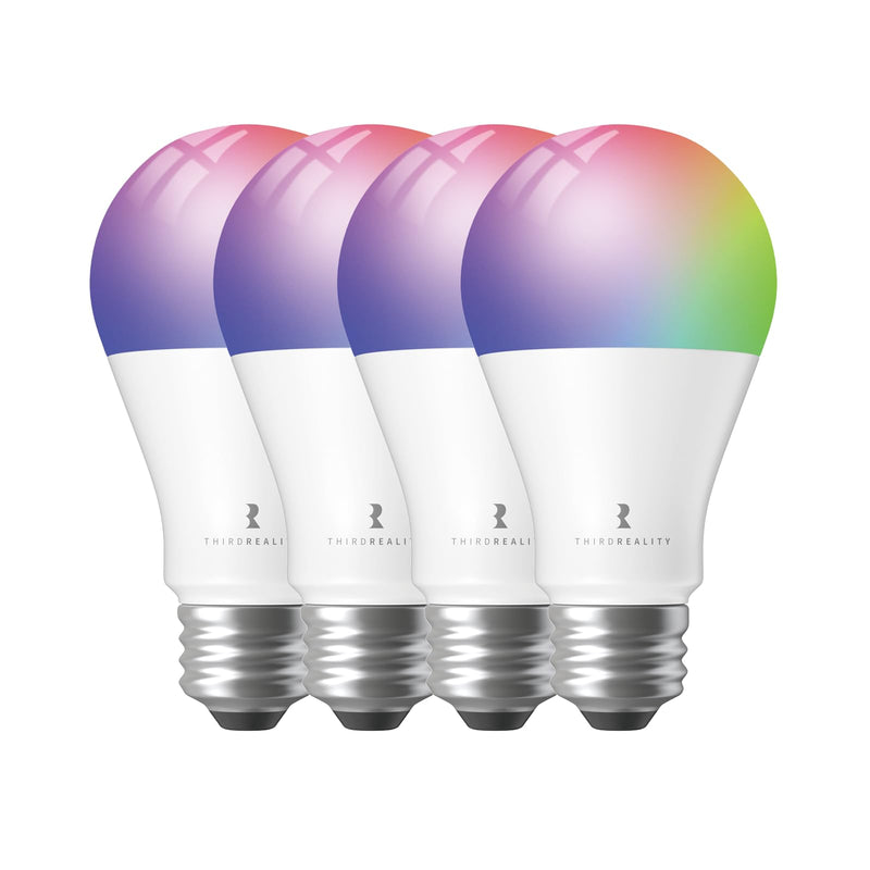 THIRDREALITY Zigbee Smart Color Bulb ZL1 4Pack,Compatible with Home Assistant(ZHA&Z2M), SmartThings,Aeotec,Homey,Hubitat or Echo Devices With Built-in Hub,A19 RGBCW Bulb,2700K-6500K Tunable,800 Lumens 4 Pack