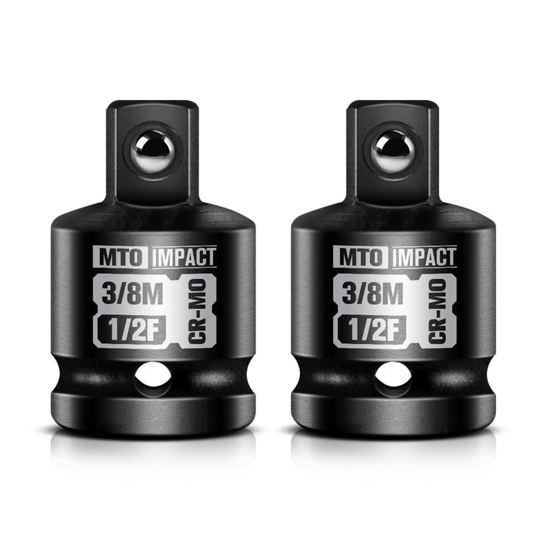MTO 2-Piece 1/2" Female to 3/8" Male Impact Socket Adapter Set, 1/2" Drive Impact Driver Conversions for Impact Wrench, Chrome Molybdenum Alloy Steel
