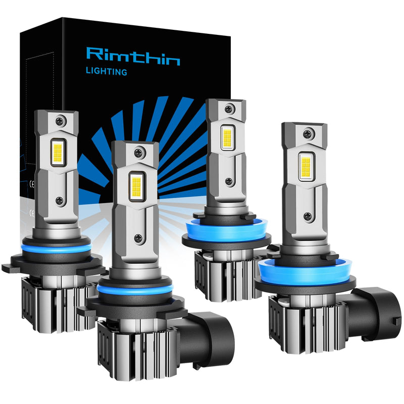 H11 9005 Bulbs Combo, 6000K White H9/H8/HB3 Fog Bulbs, Plug and Play, Pack of 4 Cool White 9005+H11