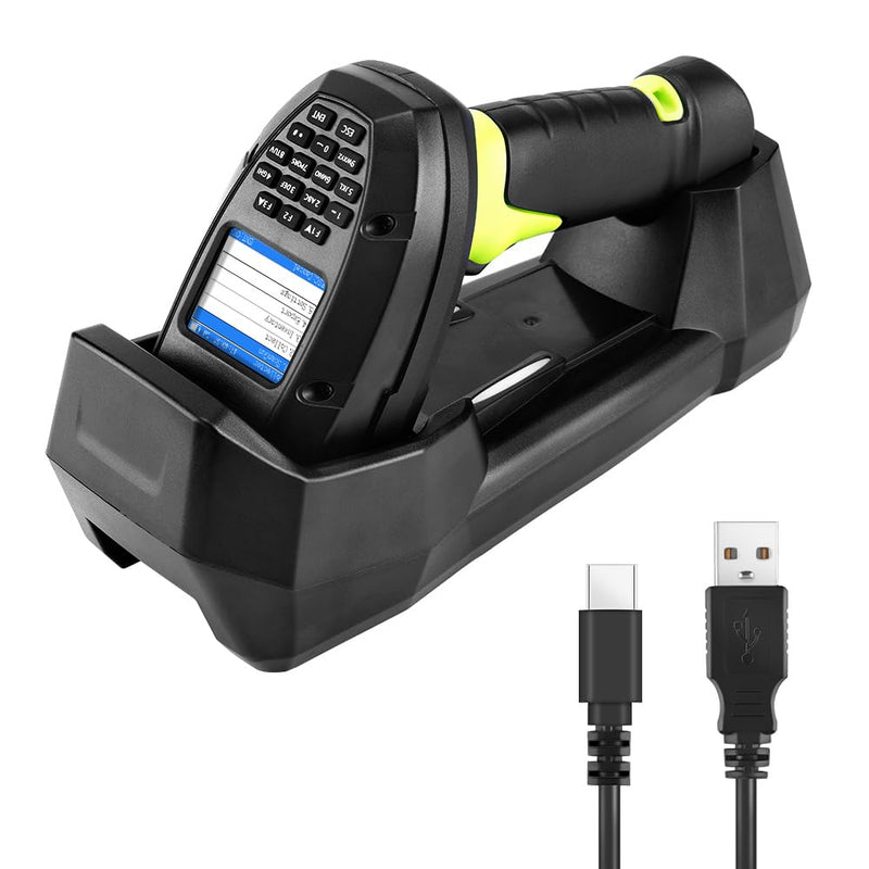 2D Wireless Barcode Scanner, Portable Inventory Scanner & Data Collector with 2.0 Inch LCD Screen and 2.4G Wireless Dongle Built in Stand for Warehouse, Express, Library,Pharmacy,Supermarket 2D Inventory Scanner
