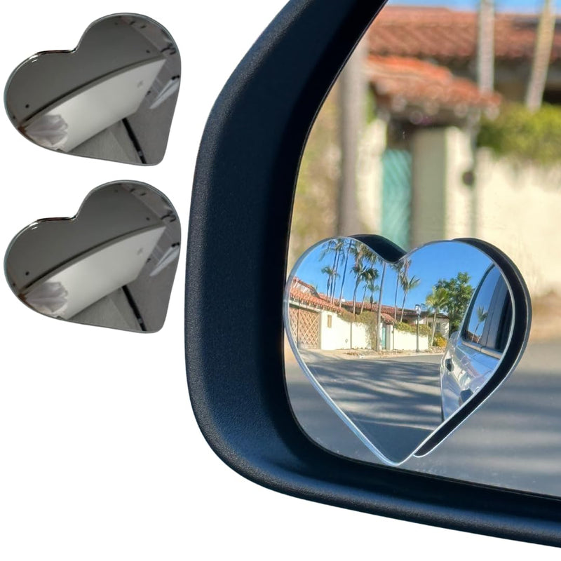 2Pcs Heart Shaped Blind Spot Mirrors for Cars – Convex Rearview Mirror for Enhanced Safety – Universal Fit Stick-On Side Mirror with Cute Heart Design – Perfect for Cars, SUVs, Trucks
