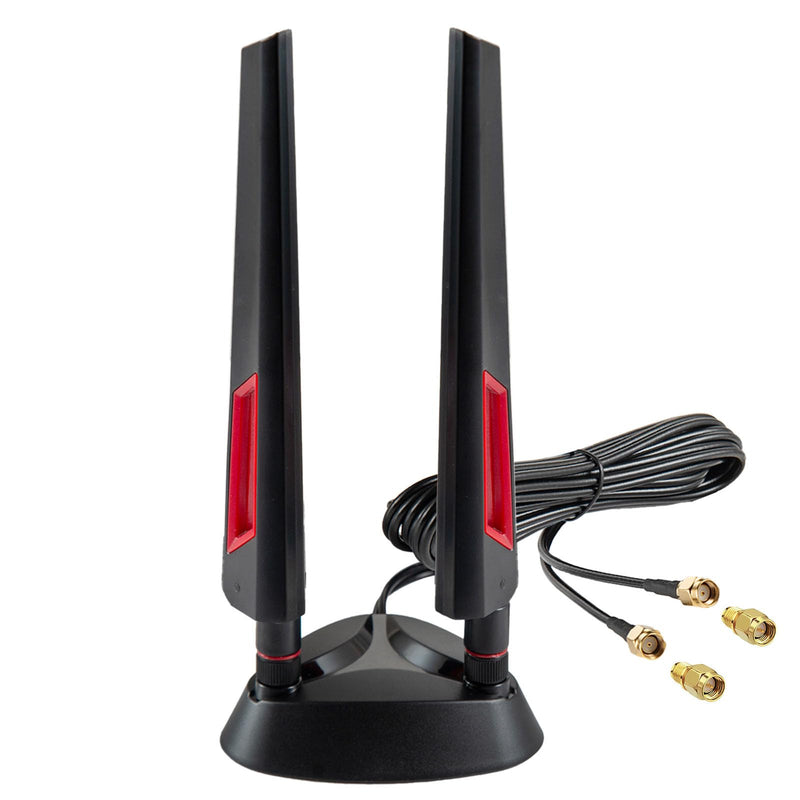 9dBi WiFi 6 6E Tri-Band 2.4GHz + 5 GHz + 6GHz Magnetic Base Gaming Antenna with Adapter for WiFi 6 6E Router PC Desktop Computer PCI-E Card Gaming Motherboard Wifi 6 Antenna