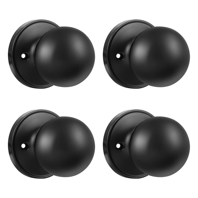 Knobonly 4 Pack Single Side Dummy Door Knob, Matte Black Non-Turning Indoor Door Knob, Closet Door Knobs, Stainless Steel