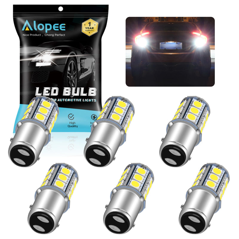 Alopee 6-Pack 1157 Led Bulb White Trailer Tail Light 12V 2057 Led Bulb RV Brake Lights Used for 2357 7528 BAY15D P21/5W RV Camper Tail Brake and Turn Signals, 18SMD 5050 Chips 6Pack-1157