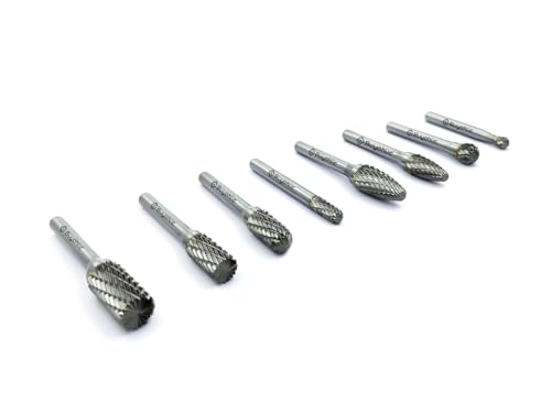 Buyohlic Set of 8 pcs Tungsten Carbide Burr Set 1/4" Shank Wood Stone Carving Cutting Engraving Grinder Kit