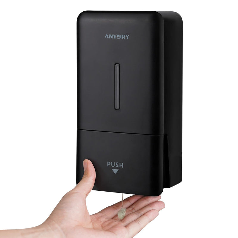 27oz (800 ml) Manual Wall Mounted Soap Dispenser, Ideal for Commercial Bathrooms Restaurants Hotels, Use with Liquid Hand Soap Shampoo, ABS Black Elegant Black